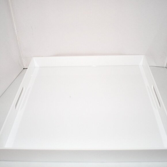 MIKINEE 18×18 Inches Glossy White Acrylic Serving Tray with Handles Extra Large - Picture 1 of 5